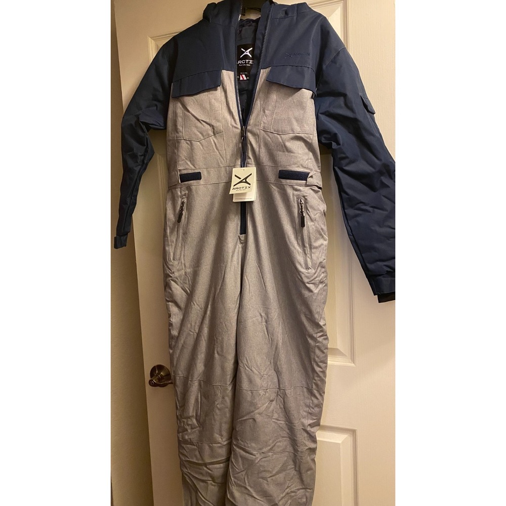 ARCTIX KIDS' SNOWBIRD INSULATED SNOWSUIT COVERALLS, Kids Size XL Navy blue, grey
